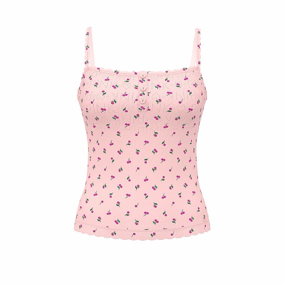 PINK Pointelle Henley Cami